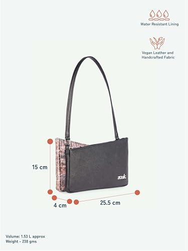 Image of ZOUK Kiya Small Shoulder Bag for Women - Dual-Sided Shoulder Bag with Criss-Cross Design| Handcrafted Purse with Dual Zipper Compartments & Water-Resistant Lining |