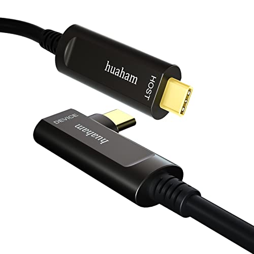 huaham Fiber Optic USB C to USB C Cable Right Angled 10M Long Distance Transmission Slim USB 3.1 Cable, AOC 10Gbps Ultra High Speed USB Cable for VR, Xbox 360, Webcam, Laptop etc