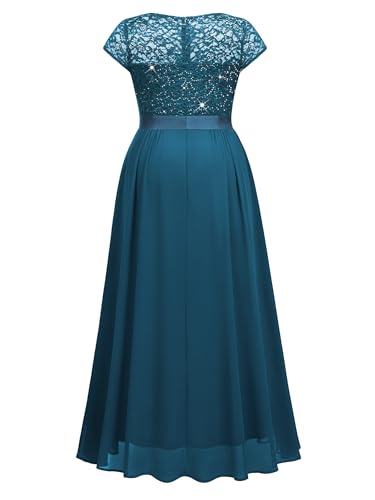 Image of Miusol Women's Plus Size Sequin Floral Lace V Neck Formal Gowns Evening Party Chiffon Maxi Dress