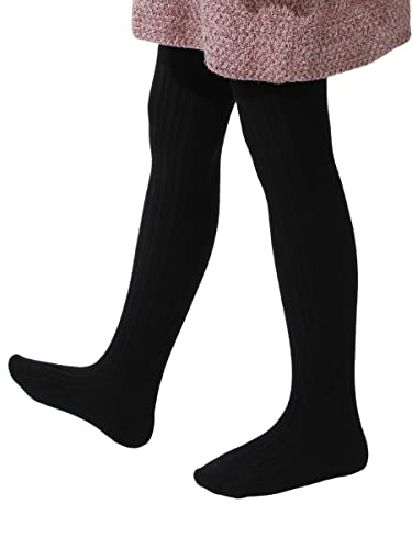 Image of Paralinda Girls' Cotton Tights - Toddler Cable Knit Footed Tights