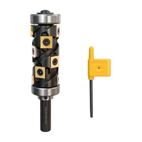 TALOEYH - Broca de enrutador de corte empotrado resistente, vástago de 1/2 pulgada, cortador de longitud de corte de 65 mm, 14 insertos de carburo con revestimiento TiN, rodamiento superior e inferior