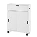 SoBuy BZR31-W Meuble de Rangement Salle de Bain Armoire de Côté Rangement Polyvalente Meuble WC pour Papier Toilette Porte Brosse WC Meuble de Toilette