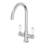 Traditional Mono Kitchen Sink Mixer Tap Twin Lever Handles Swivel Spout Chrome