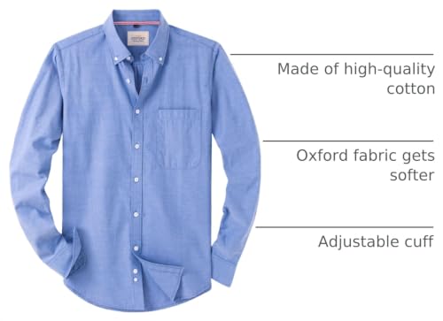 Image of Alimens & Gentle Mens Solid Oxford Shirt Long Sleeve Dress Shirt Work Casual Button Down Shirts with Pocket