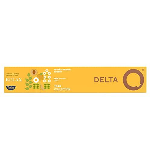 Delta Q Tisanas Relax - Cápsulas de Té e Infusiones - Infusión Relajante a Base de Manzanilla con Notas de Melocotón - Sin Teína- Efecto Calmante - 6 unidades x 10 Cápsulas