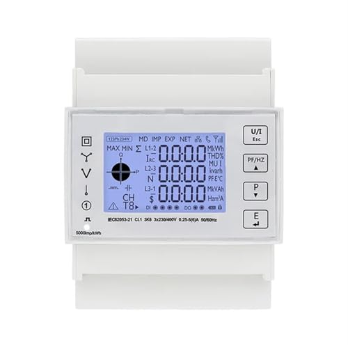 Compteur d'énergie triphasé TAC4321CT rail DIN 230V 400V multifonction