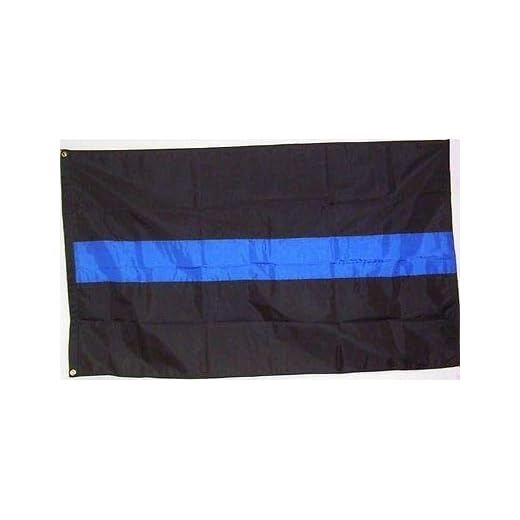 WINDSTRONG 3x5 FT (Double Sided) Deluxe Thin Blue Line Police Flag Fully (Sewn Stripes) SolarMax Nylon Reinforced Corners Black Finished Header Made in USA