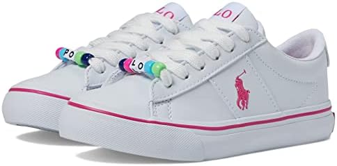 POLO RALPH LAUREN Girl's Sayer (Little Kid) White Smooth/Pink/Pink Pony Player & Beads 2 Little Kid M | Image 3