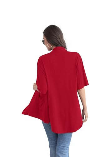 Image of ADANIKI Women 2026 Summer Lightweight Cardigan, Short Sleeve Open Front Casual Trendy Womens Kimono Cover Up with Pocket