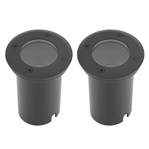 TISHMAN LIGHTING UII Paquete de 2 Lámparas LINX R Negro, Aluminio, 100-240 V ~ IP 67 Uso Exterior, para Empotrar en Piso, Base GU10, Incluye 2 Focos LED GU10 7 W, 6500K Luz...