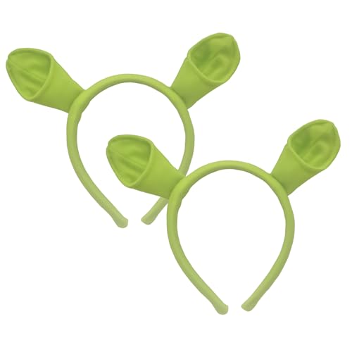 RmKbe 2 Pieces Green Headband Funny Headwear Green Ears Headband Cute Decorative Hair Hoop for Halloween Monster Cosplay Headwear