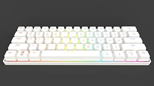 Image of GK61 Mechanical Gaming Keyboard - 61 Keys Multi Color RGB Illuminated LED Backlit Wired Programmable for PC /Mac Gamer (Gateron Optical Silver, White)