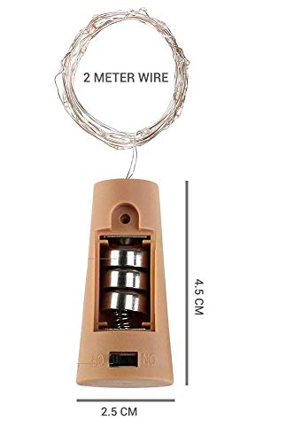 TIED RIBBONS Pack of 6 Wine Bottle Cork Copper Wire String Lights (2 Meter 20 LED in Each) - Lights for Home Decoration