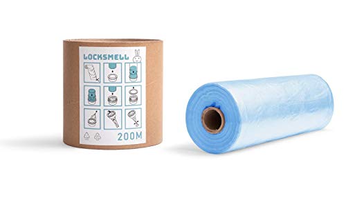 LOCKSMELL Nappy Bin Liner Compatible with Tommee Tippee Sangenic, Angelcare & Litter Locker II cartridges| Made From Recycled Materials + Refill Tube For Easy Refilling (200 m)