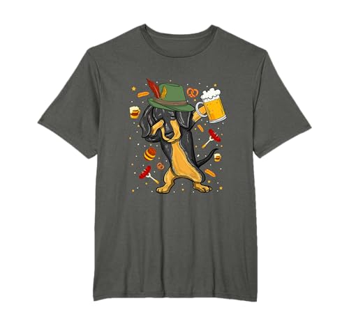 Dabbing Dackel Oktoberfest Lederhose Hund Bier T-Shirt