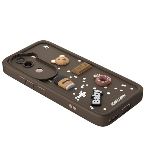 Image of Bintage Ball Bear| Donut| Milk Cake| Baby| Coffee Rubber Case Full Body & Camera Protection Back Cover Compatible for iQOO Z9s 5G - Brown