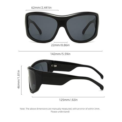 willochra Oversized Sunglasses for Women Men Y2K Wrap Around Fashion square shield gradient hip hop sun glasses F273