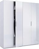 Habitdesign Armario 4 Puertas, 200 cm (Alto) x 180 cm (Ancho) x 52 cm (Fondo), Ropero Grande 4 Puertas, Color Blanco Brillo