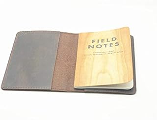 JJNUSA Leather Journal Cover for Field Notes Moleskine Cahier Notebook Pocket Size 3.5" x 5.5" Vintage Refillable Notepad Darkbrown