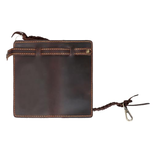 Men's genuine leather folding chain wallet, retro wallet (Black)4