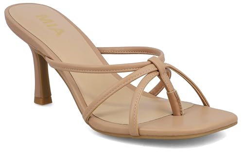 MIA Shoes Sybel Women's Open Toe Heel Sandals, 3 Inch High, Vegan Leather