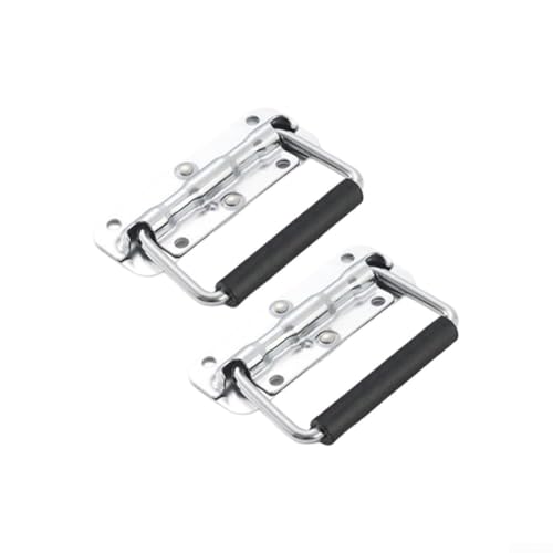 2 asas plegables con mecanismo de resorte y cubierta de goma aislada para cajas, cajas de herramientas, maletas y cajas de instrumentos (110 mm)