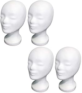 FP 4 x Styroporkopf weiß Perückenständer