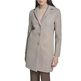 Calvin Klein Women's Classic Faux Wool Overcoat – Long Button Front Winter Jacket, Oatmeal, Large
