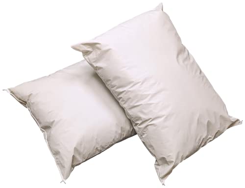 Marquis Mills 2 Pack MediCheck White Vinyl Covered Bed Pillows - Wipeable Easy Clean - Soft Low Profile Non-Fluffy Support - Not an Encasement or Zippered Protector - 20 in x 26 in - Standard