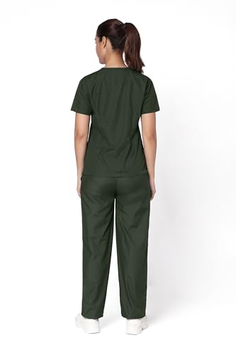 Image of Knya Scrub Suit for Women | 5 Pocket | V Neck Top & Bottom Set | Short Sleeves | Lightweight & Breathable | Hospital Clinic & OT Wear | Medical Uniform | Scrubs for Female Doctors Nurses & Dentists