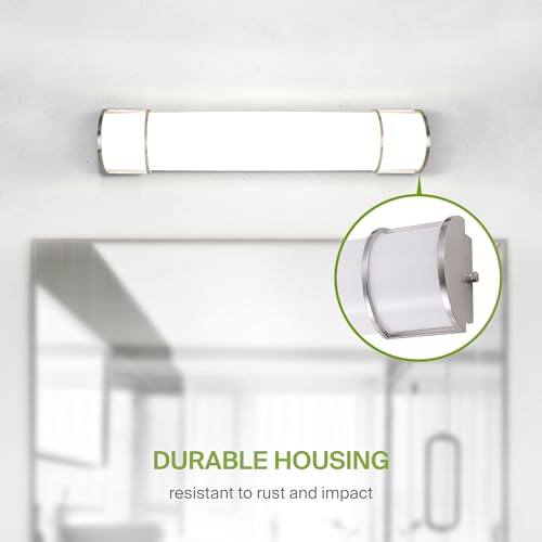 Image of ASD LED 30 inch Vanity Flush Mount Light Fixture, Linear Bathroom Lighting Bar | 3CCT, Dimmable, Energy Star, ETL Listed | 28W 2425LM 3000-5000K 120V | Long Bath Wall Sconce Over Mirror | Nickel, 4 Pack