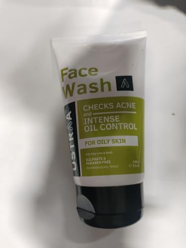 Image of Ustraa Face Wash - Oily Skin - 100g | With Basil & Key Lime - For Acne-Prone Skin | Checks Acne & Blackheads & Face Wash Acne Control - With Neem & Charcoal - 100g - Oil control, Prevents Acne