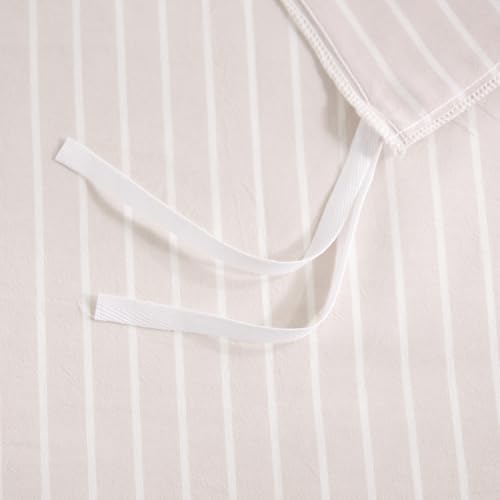 Image of NEXHOME PRO Striped Duvet Cover Queen Size,100% Washed Cotton Bedding Set,Textured Linen Feel,Breathable,Organic,3 Piece(White Stripes 90x90)