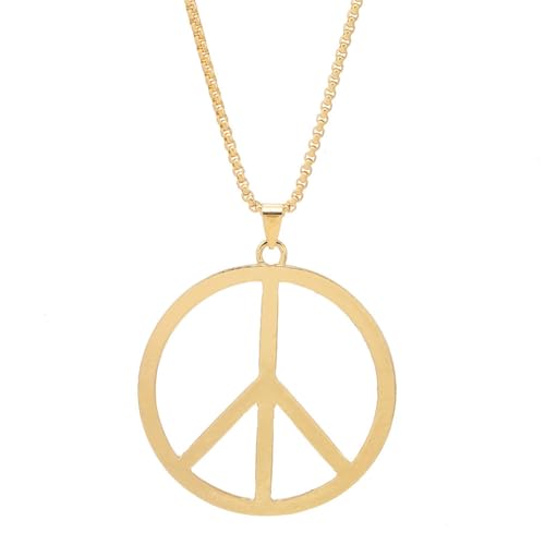 Metal Peace Sign Pendant Necklace Hippie 1960s 1970s Necklace for Dressing Party Accessories