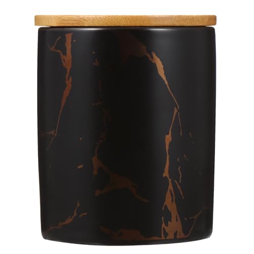 QUMIIRITY Bote Sellado de Cerámica Tapa Hermética, Diseño Marmolado Negro, Recipiente para Almacenar Alimentos, Adecuado para Cocina y Conservación de Frutos Secos, Tarro Multiusos