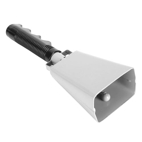 9 inch Steel Cow Bell Noise Maker for Sporting Events Cheer Hand Bell for Football Games Concert Graduation Metal Bell Drumset Kit Percussion (White)