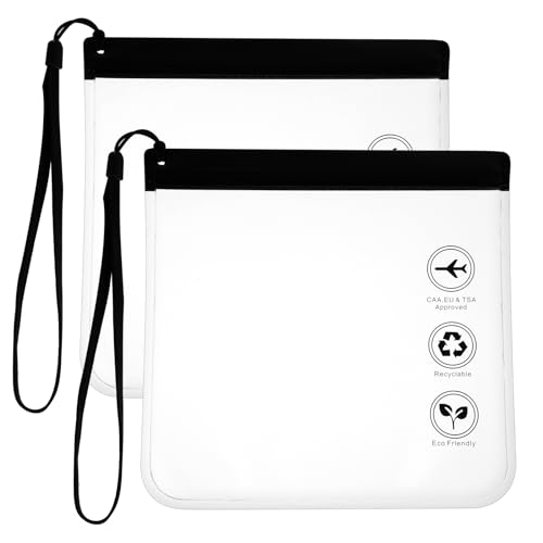 2pcs Clear Travel Toiletry Bag - TSA Approved, Leak-Proof Airport Security Liquids Bags 20 x 20cm Toiletry Bag with Hanging Rope Portable Travel Accessories Holiday Essentials Makeup Bags