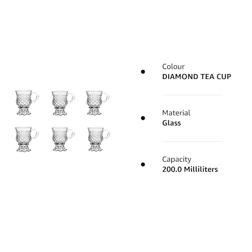 Image of Premium Glass Tea & Coffee Cups Set of 6, 160 ML Transparent Glass Mug with Handle for Coffee,Green Tea, Hot & Cold Beverages, Stylish Clear Drinking Cups for Home Kitchen Cafe (CTZ - 22)