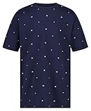 Tommy Hilfiger Boys' Short Sleeve All-Over Print Crew Neck T-Shirt, Soft, Comfortable, Relaxed Fit, Flag AOP Medieval Blue, 18-20