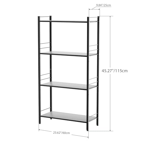 JAQ Storage Shelves with Adjustable Height, 4-tier Metal Storage Shelving Rack Organizer for Pantry Kitchen Warehouse Basement 45\" H X 2.3\" W X 9.8\" D,Up to 800LBS (4-tier, Black)