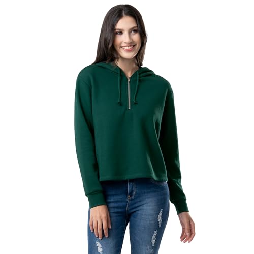 Sweat polaire Lee femme 2X vert émeraude contre le froid hivernal avec capuche et col zippé