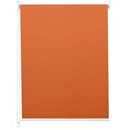 Rollo HWC-D52, Fensterrollo Seitenzugrollo Jalousie, 110x160cm Sonnenschutz Verdunkelung Blickdicht - orange