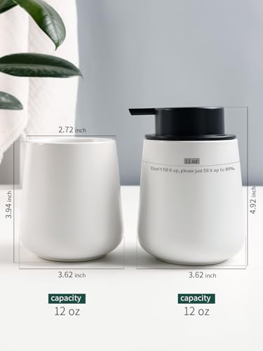 Image of Bosilunlife Soap and Toothbrush Holder Set - Ceramic Bathroom Accessories Set White Liquid Hand Soap Dispenser Set for Bathroom Toothbrush Holder and Soap Dispenser Set