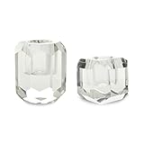 DN DECONATION Candlestick Holder Set of 2, Clear Taper Candle Holders, Small Crystal Candle Holders...