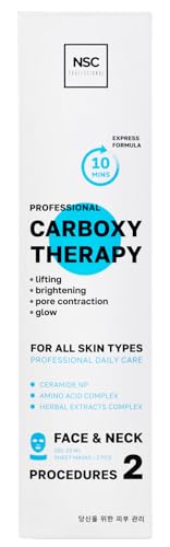Name Skin Care Korean Carboxy CO2 Therapy Face & Neck Mask Set of 2 - Hydrating Oxygen Carboxytherapy Skincare Sheet Masks - Moisturizing Anti Aging Pore Tightening Brightening Facial Treatment Gel