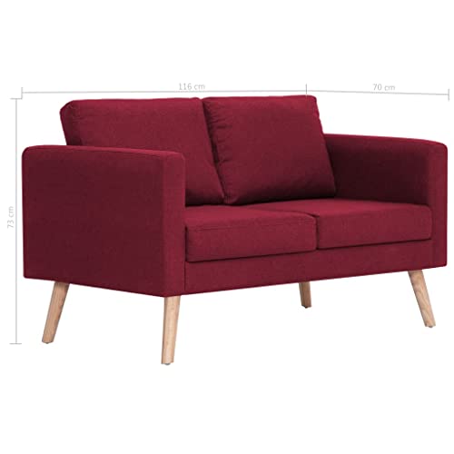 vidaXL-Sofa-de-Tela-2-Plazas-Vino-Tinto-Asiento-Taburete-Sillon-Silla-Taburete-Banco-Banquillo-Mueble-Mobiliario-Salon-Comedor-Cocina-Hogar