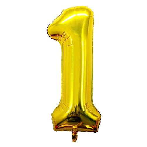 Image of Atpata Funky 1 Number Golden Foil Balloon 32 inch Size Birthday Decoration Items | Happy Birthday Decoration Kit | 1st Year Birthday Party Anniversary Wedding Decorations