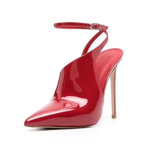 Women's Slingback Heels Stiletto Pumps High-Heeled Sandals Closed Pointed Toe Sky High Heels Ankle Strap Buckle Shoes