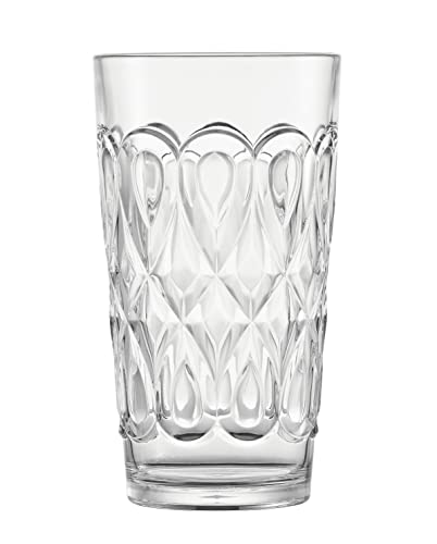 Klifa- Infinity- 21 Ounce, Set Of 6, Acrylic Highball Drinking Glasses, Iced Tea Cups, Bpa-Free, Stackable Plastic Drinkware, Dishwasher Safe, Clear #TOP7