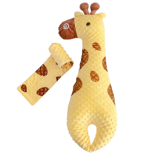 Almohada para niños pequeños de 31,5 x 10 pulgadas, almohada para dormir con cinturón, almohada antivuelco para bebés, cojín suave y lindo con forma de jirafa, almohadas para niños para dormir